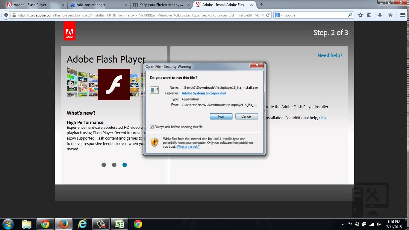 firefox flash plugin missing